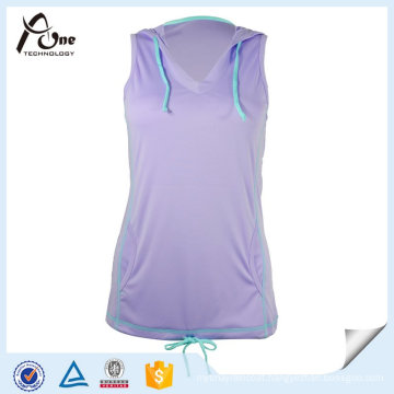 Running Wear Women Sleeveless Running Tops with Hoodies